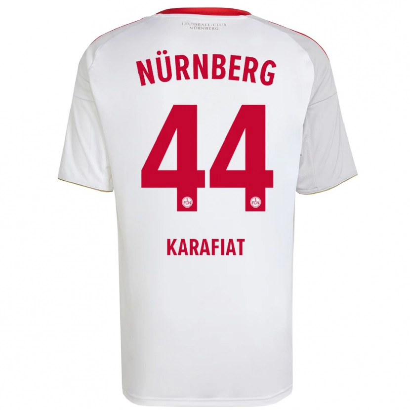 Danxen Enfant Maillot Ondrej Karafiat #44 Blanc Rouge Tenues Extérieur 2025/26 T-Shirt