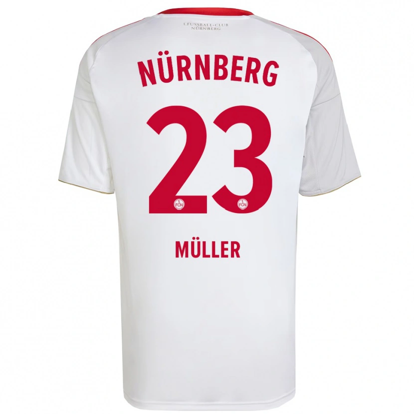 Danxen Enfant Maillot Paul Müller #23 Blanc Rouge Tenues Extérieur 2025/26 T-Shirt