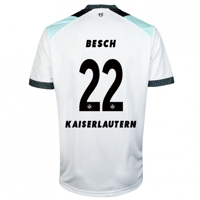 Danxen Enfant Maillot Philipp Besch #22 Blanc Noir Tenues Extérieur 2025/26 T-Shirt