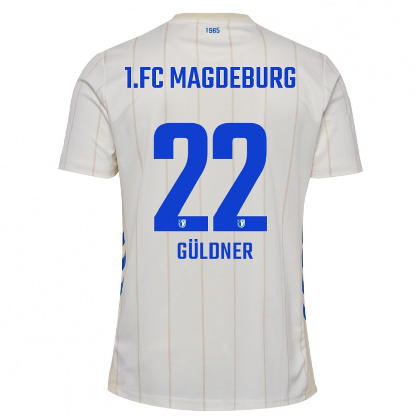 Danxen Enfant Maillot Felix Güldner #22 Blanc Bleu Tenues Extérieur 2025/26 T-Shirt