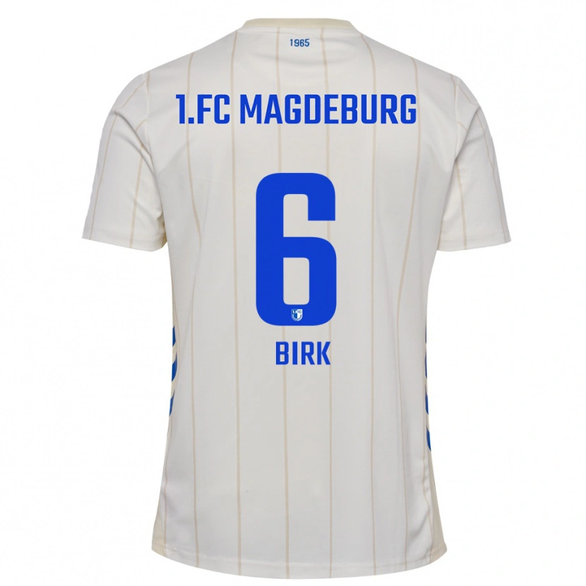 Danxen Enfant Maillot Timo Birk #6 Blanc Bleu Tenues Extérieur 2025/26 T-Shirt