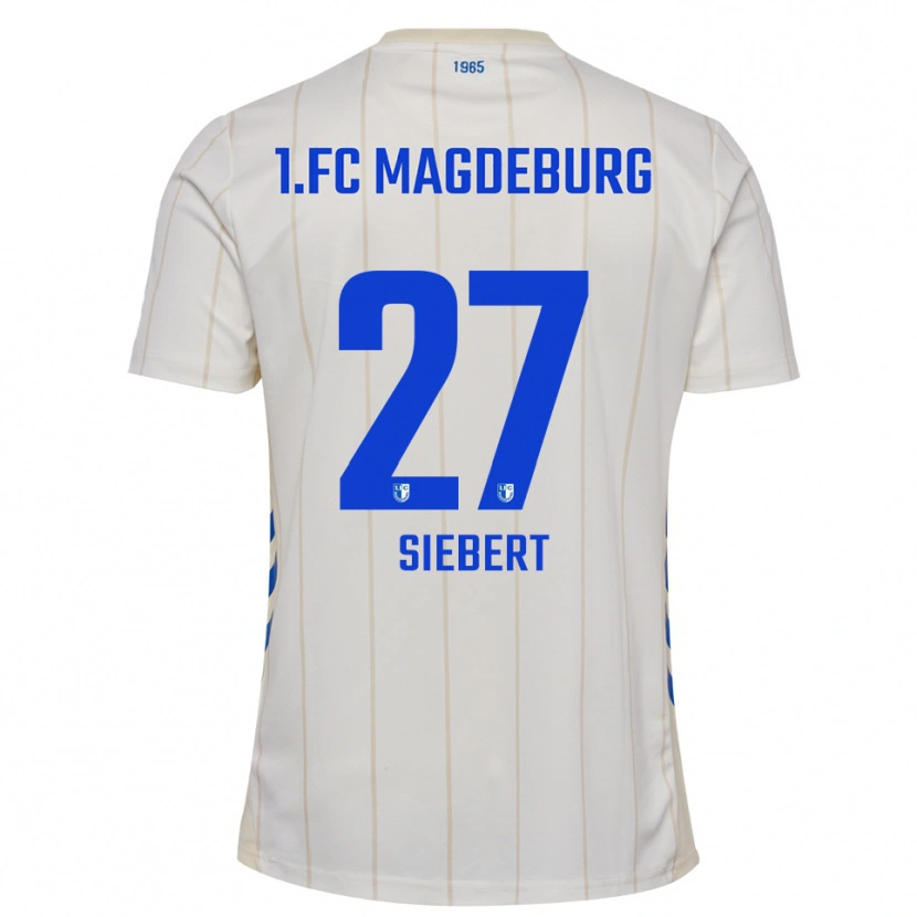 Danxen Enfant Maillot Marlon Siebert #27 Blanc Bleu Tenues Extérieur 2025/26 T-Shirt