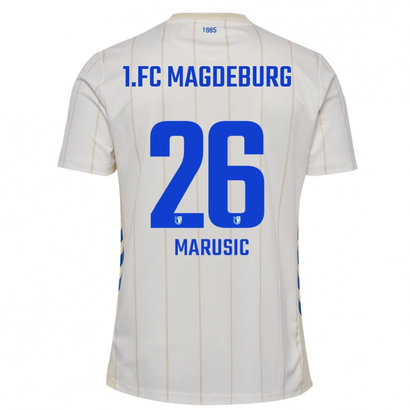 Danxen Enfant Maillot Aleksa Marusic #26 Blanc Bleu Tenues Extérieur 2025/26 T-Shirt