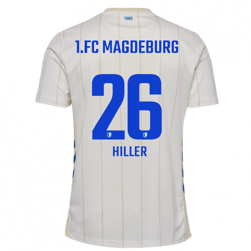 Danxen Enfant Maillot Lenny Hiller #26 Blanc Bleu Tenues Extérieur 2025/26 T-Shirt