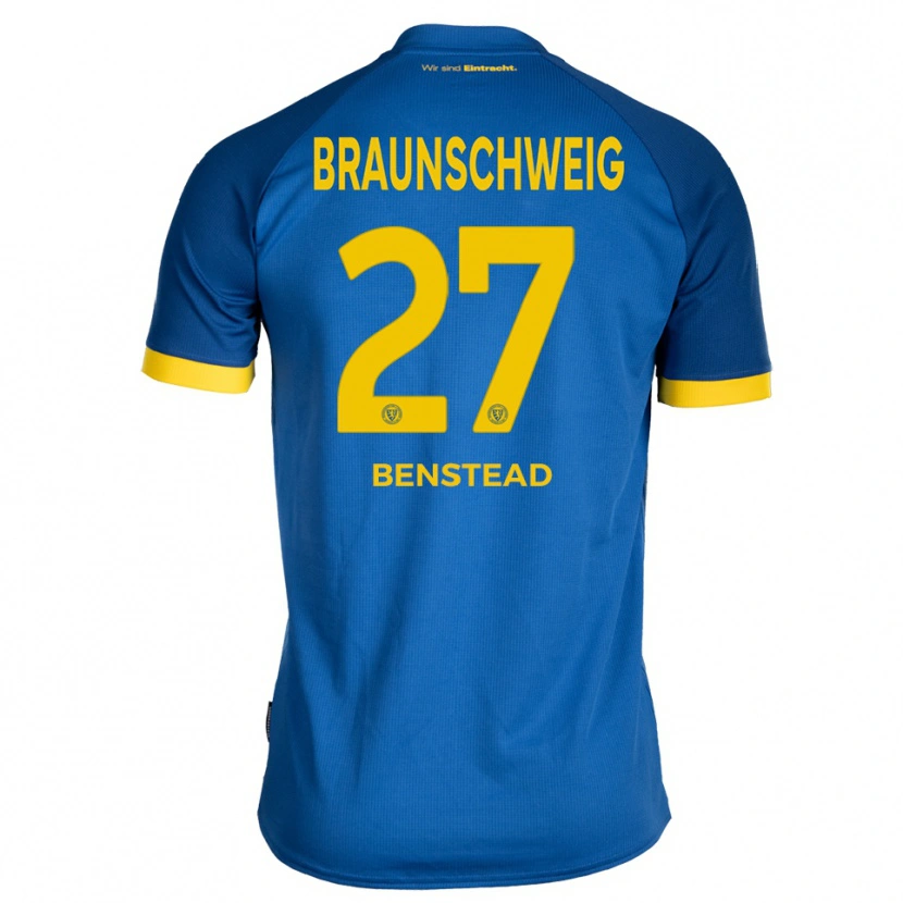 Danxen Enfant Maillot Jakob Benstead #27 Bleu Royal Jaune Tenues Extérieur 2025/26 T-Shirt