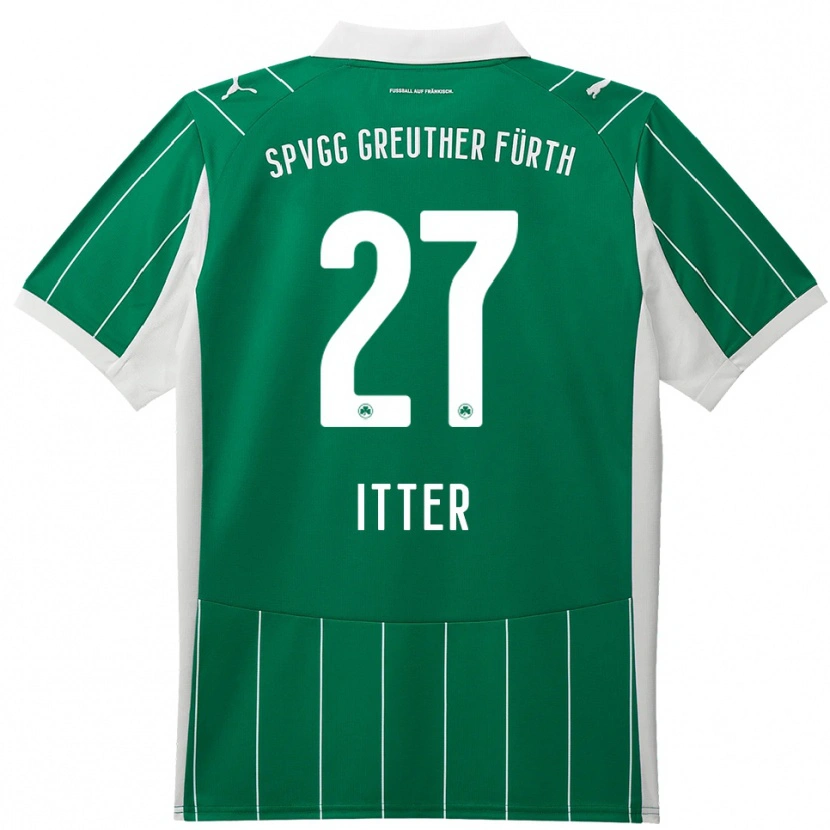 Danxen Enfant Maillot Luca Itter #27 Vert Blanc Tenues Extérieur 2025/26 T-Shirt