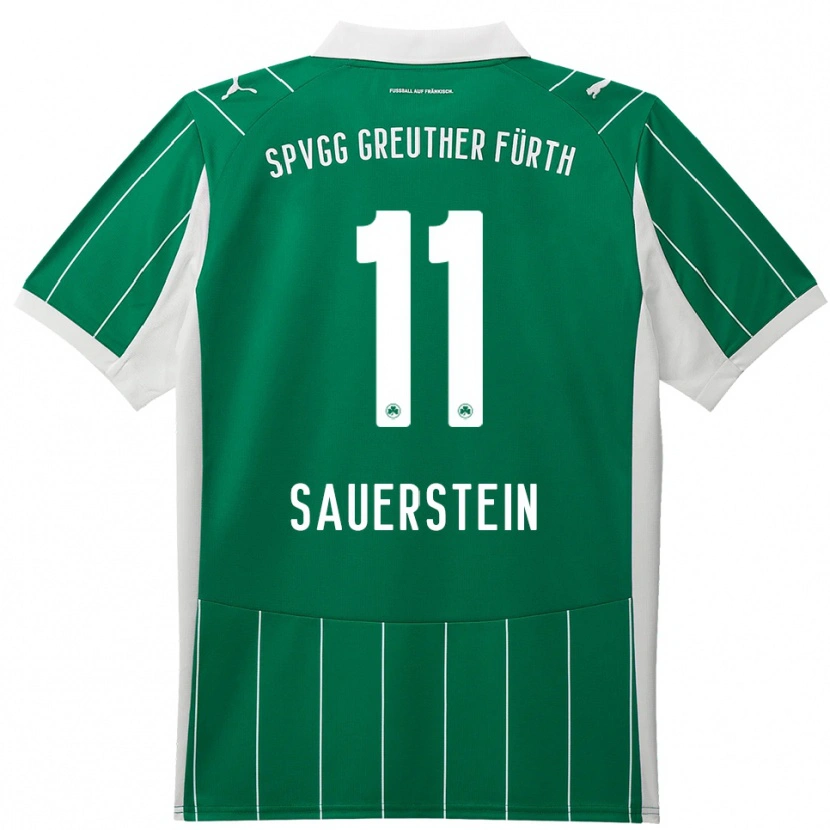 Danxen Enfant Maillot Toni Sauerstein #11 Vert Blanc Tenues Extérieur 2025/26 T-Shirt