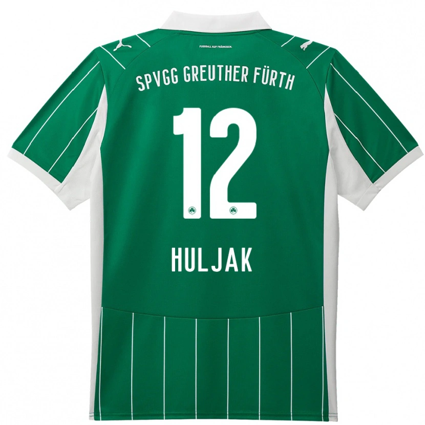 Danxen Enfant Maillot Dominik Huljak #12 Vert Blanc Tenues Extérieur 2025/26 T-Shirt