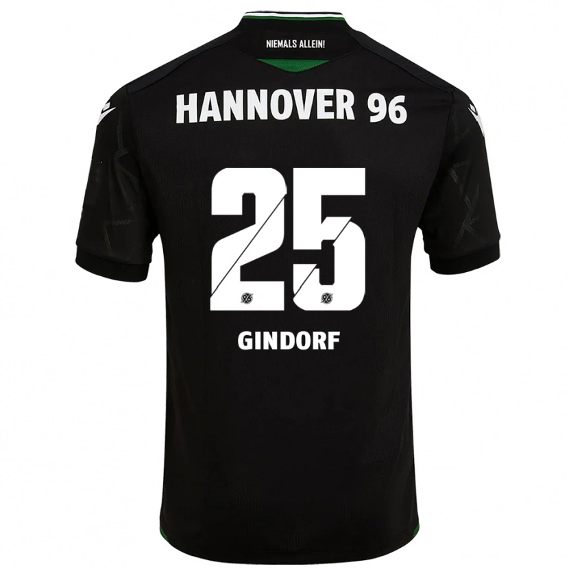 Danxen Enfant Maillot Lars Gindorf #25 Noir Vert Tenues Extérieur 2025/26 T-Shirt