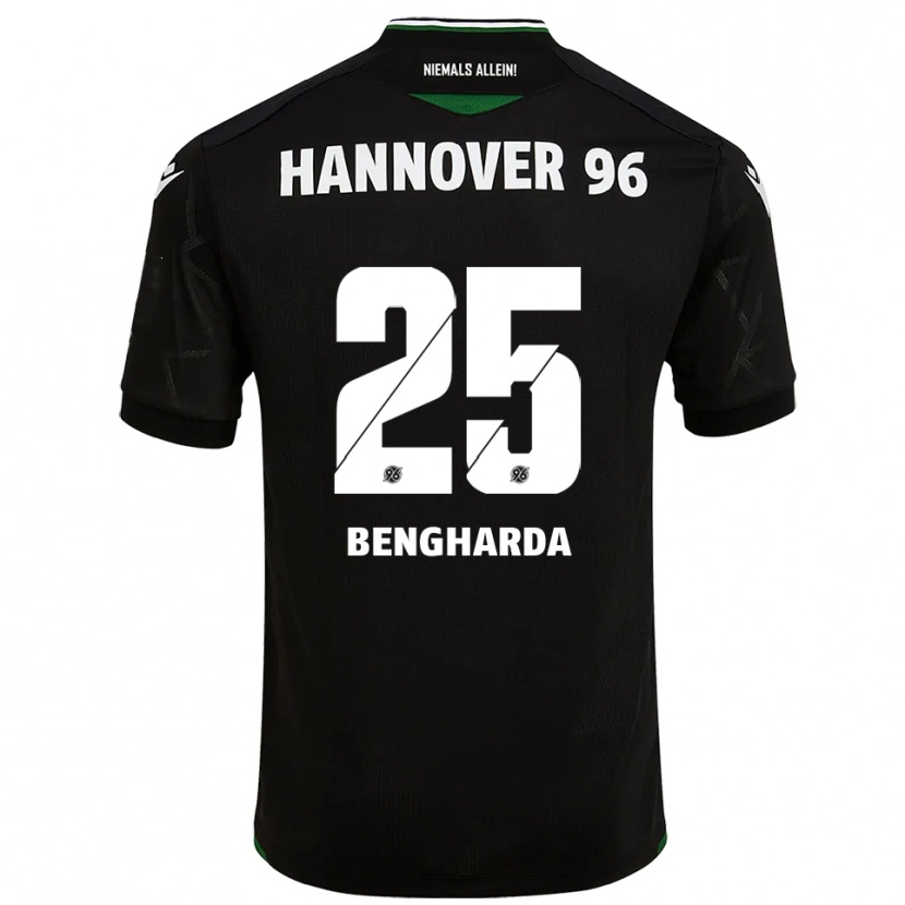 Danxen Enfant Maillot Bilal Bengharda #25 Noir Vert Tenues Extérieur 2025/26 T-Shirt