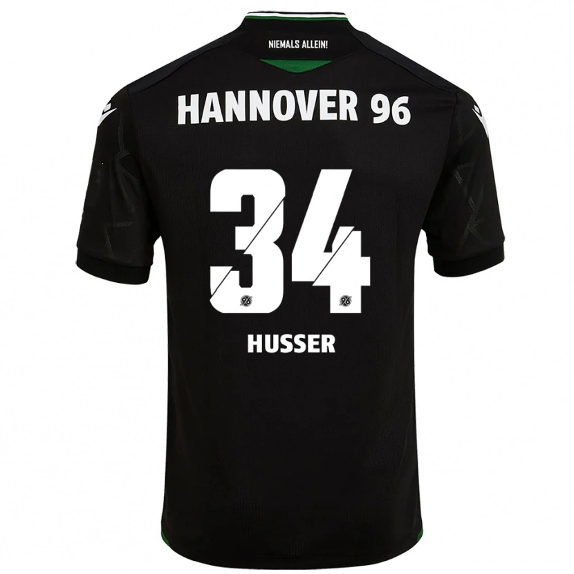 Danxen Enfant Maillot Denis Husser #34 Noir Vert Tenues Extérieur 2025/26 T-Shirt