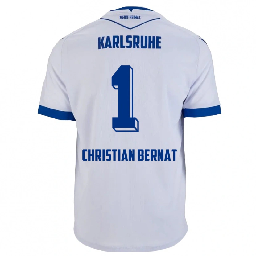 Danxen Enfant Maillot Hans Christian Bernat #1 Blanc Bleu Tenues Extérieur 2025/26 T-Shirt