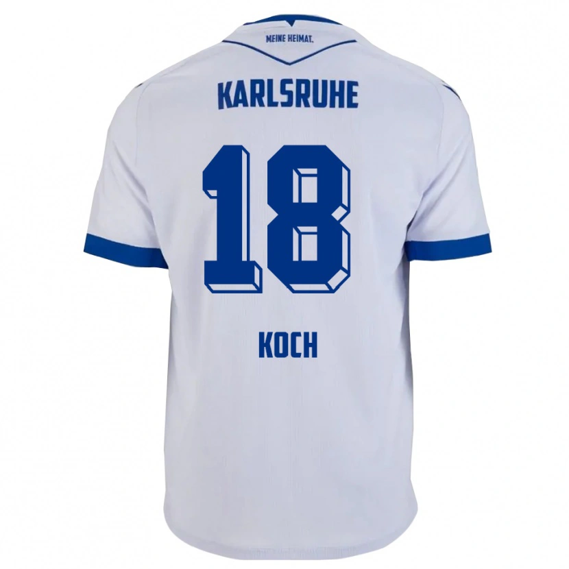 Danxen Enfant Maillot Aki Koch #18 Blanc Bleu Tenues Extérieur 2025/26 T-Shirt