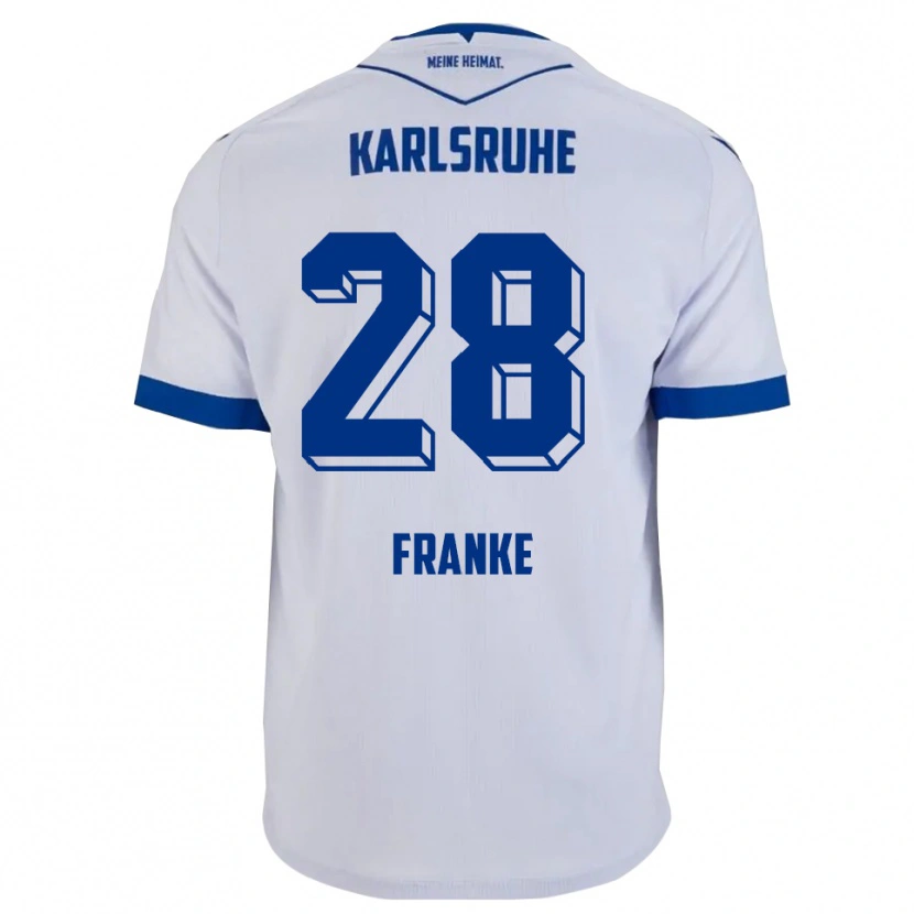 Danxen Enfant Maillot Marcel Franke #28 Blanc Bleu Tenues Extérieur 2025/26 T-Shirt