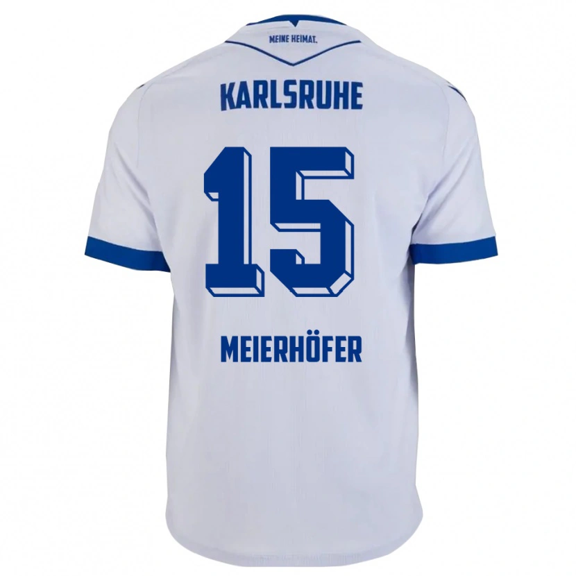 Danxen Enfant Maillot Luis Meierhöfer #15 Blanc Bleu Tenues Extérieur 2025/26 T-Shirt