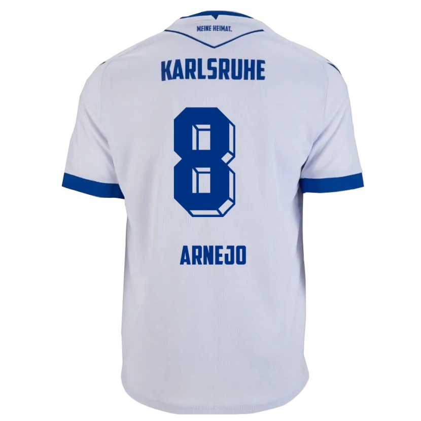 Danxen Enfant Maillot Diego Arnejo #8 Blanc Bleu Tenues Extérieur 2025/26 T-Shirt