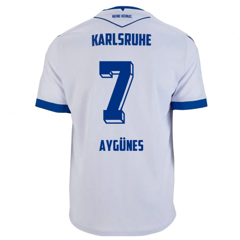 Danxen Enfant Maillot Efekan Aygünes #7 Blanc Bleu Tenues Extérieur 2025/26 T-Shirt