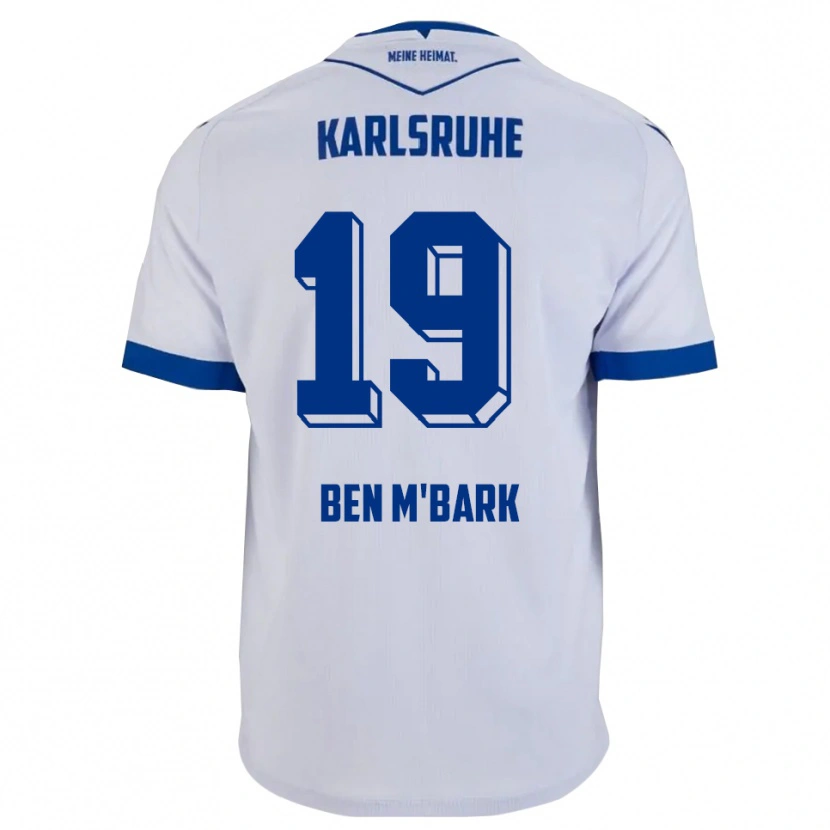 Danxen Enfant Maillot Mohamed Ben M'bark #19 Blanc Bleu Tenues Extérieur 2025/26 T-Shirt