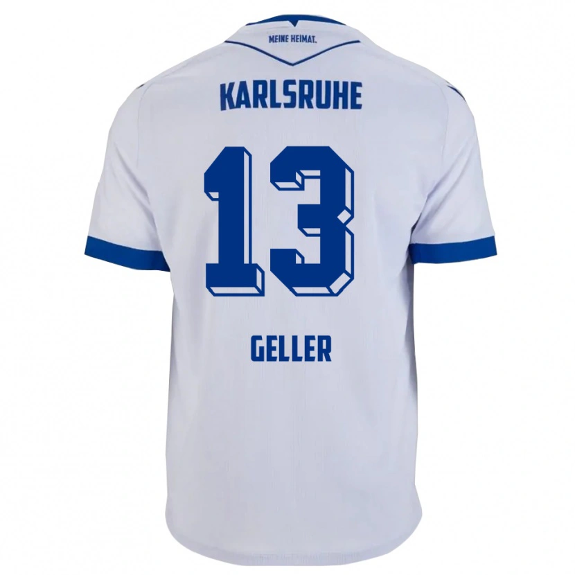 Danxen Enfant Maillot Robert Geller #13 Blanc Bleu Tenues Extérieur 2025/26 T-Shirt