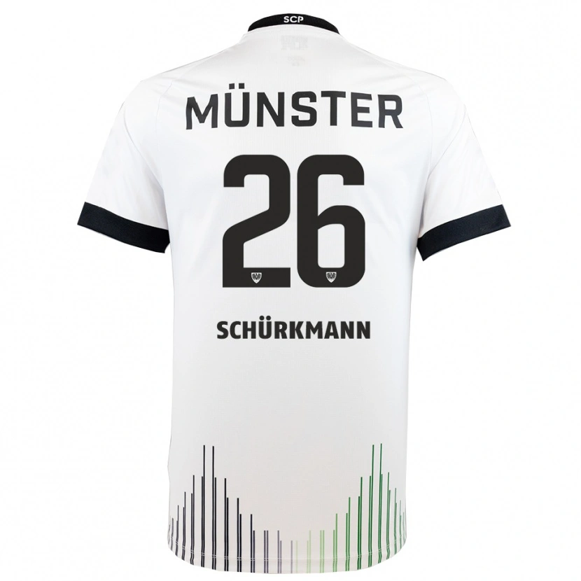 Danxen Enfant Maillot Christopher Schürkmann #26 Blanc Noir Tenues Extérieur 2025/26 T-Shirt