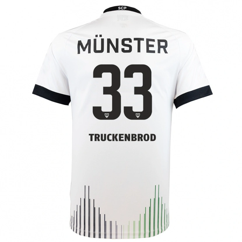 Danxen Enfant Maillot Damian Truckenbrod #33 Blanc Noir Tenues Extérieur 2025/26 T-Shirt