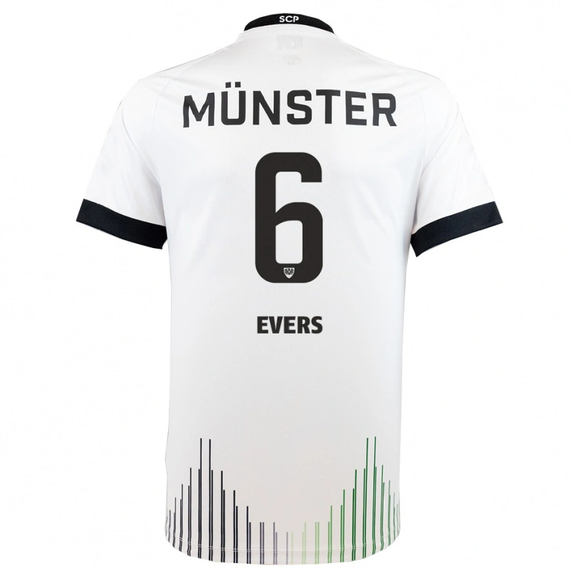 Danxen Enfant Maillot Benjamin Evers #6 Blanc Noir Tenues Extérieur 2025/26 T-Shirt