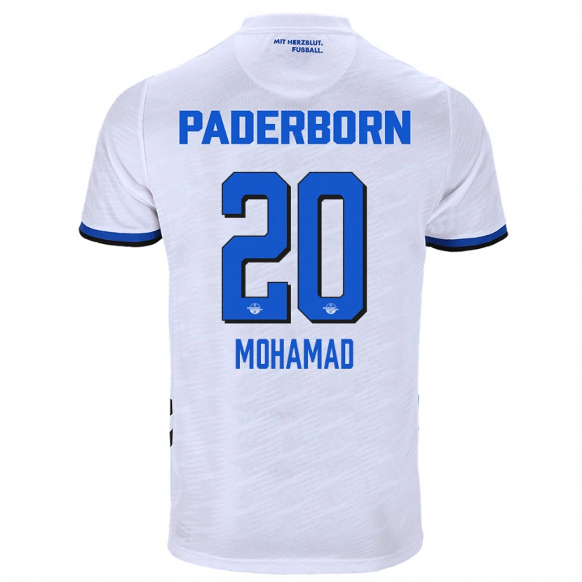 Danxen Enfant Maillot Hassan Mohamad #20 Blanc Bleu Tenues Extérieur 2025/26 T-Shirt