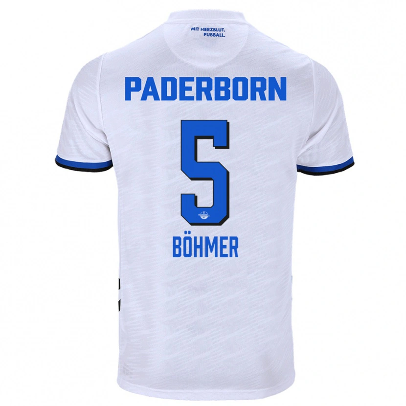 Danxen Enfant Maillot Tim Böhmer #5 Blanc Bleu Tenues Extérieur 2025/26 T-Shirt