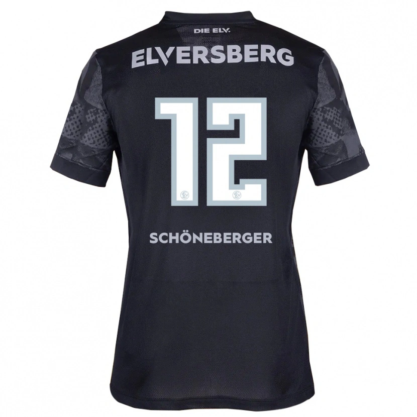 Danxen Enfant Maillot Louis Schöneberger #12 Noir Gris Tenues Extérieur 2025/26 T-Shirt