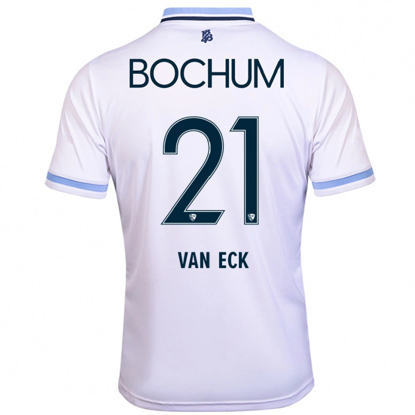 Danxen Enfant Maillot Ole Van Eck #21 Blanc Bleu Ciel Tenues Extérieur 2025/26 T-Shirt