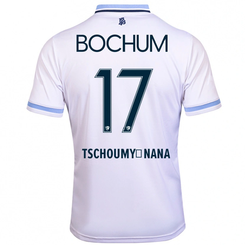 Danxen Enfant Maillot Daryl Tschoumy-Nana #17 Blanc Bleu Ciel Tenues Extérieur 2025/26 T-Shirt