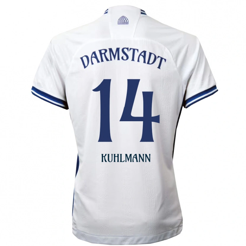 Danxen Enfant Maillot Marcel Kuhlmann #14 Blanc Bleu Tenues Extérieur 2025/26 T-Shirt