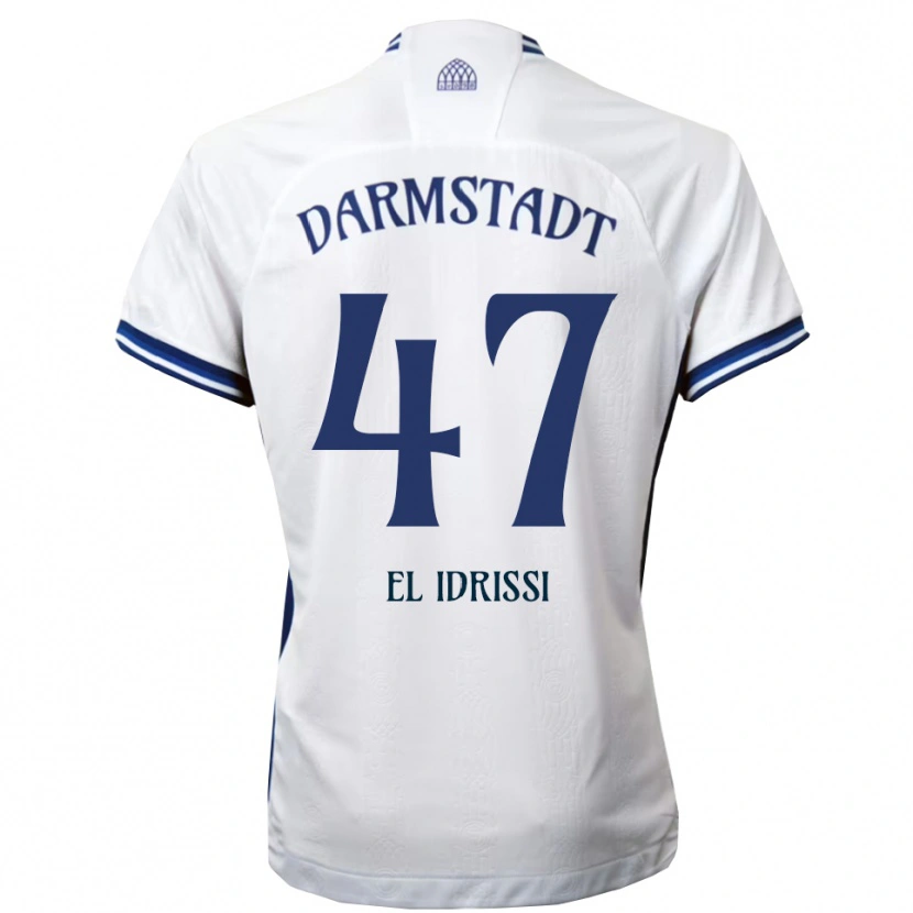 Danxen Enfant Maillot Othmane El Idrissi #47 Blanc Bleu Tenues Extérieur 2025/26 T-Shirt