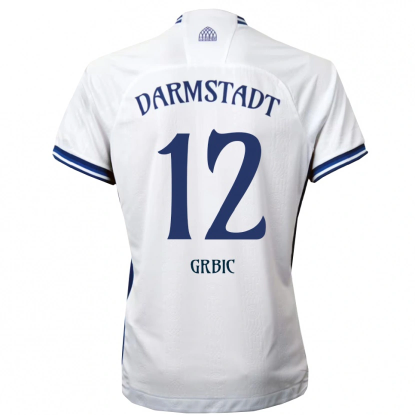 Danxen Enfant Maillot Viktor Grbic #12 Blanc Bleu Tenues Extérieur 2025/26 T-Shirt