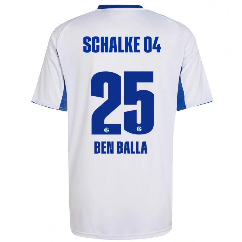 Danxen Enfant Maillot Yassin Ben Balla #25 Blanc Bleu Tenues Extérieur 2025/26 T-Shirt