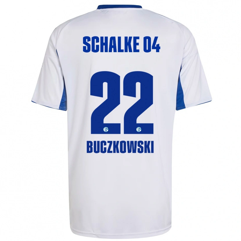 Danxen Enfant Maillot Philip Buczkowski #22 Blanc Bleu Tenues Extérieur 2025/26 T-Shirt