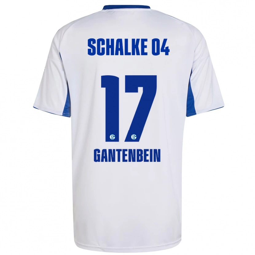 Danxen Enfant Maillot Adrian Gantenbein #17 Blanc Bleu Tenues Extérieur 2025/26 T-Shirt