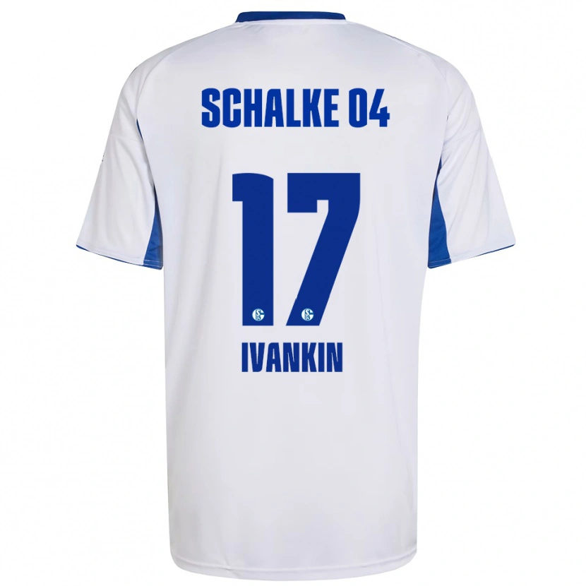 Danxen Enfant Maillot Alexander Ivankin #17 Blanc Bleu Tenues Extérieur 2025/26 T-Shirt