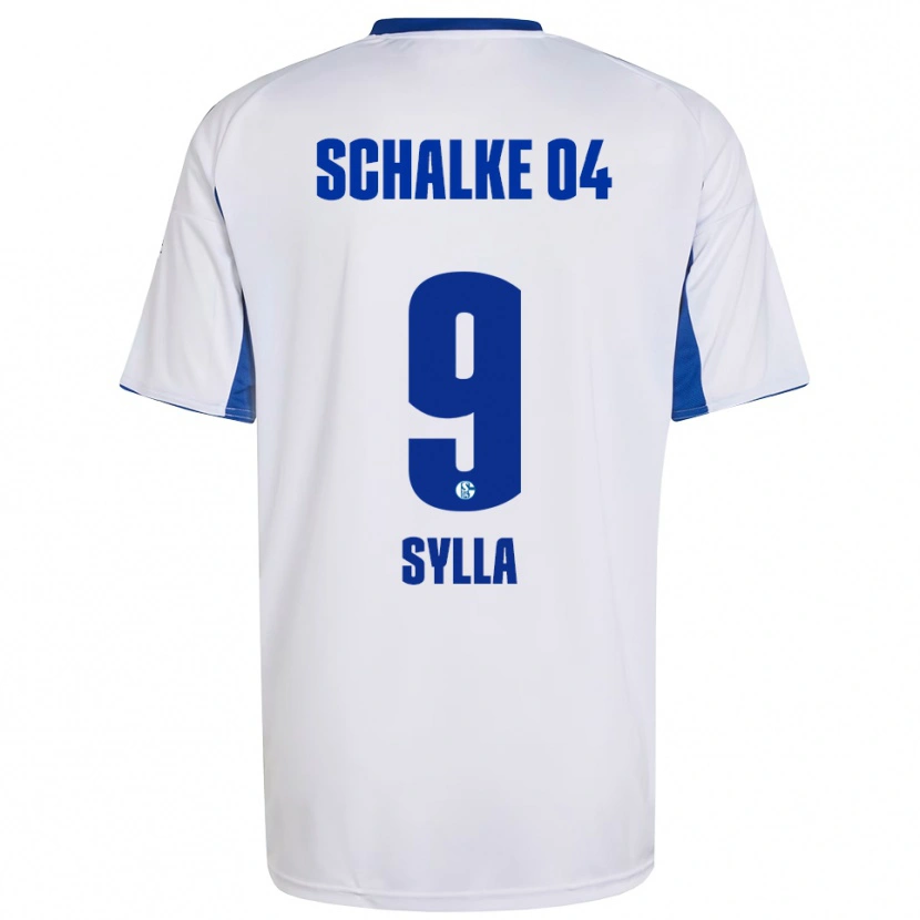 Danxen Enfant Maillot Moussa Sylla #9 Blanc Bleu Tenues Extérieur 2025/26 T-Shirt