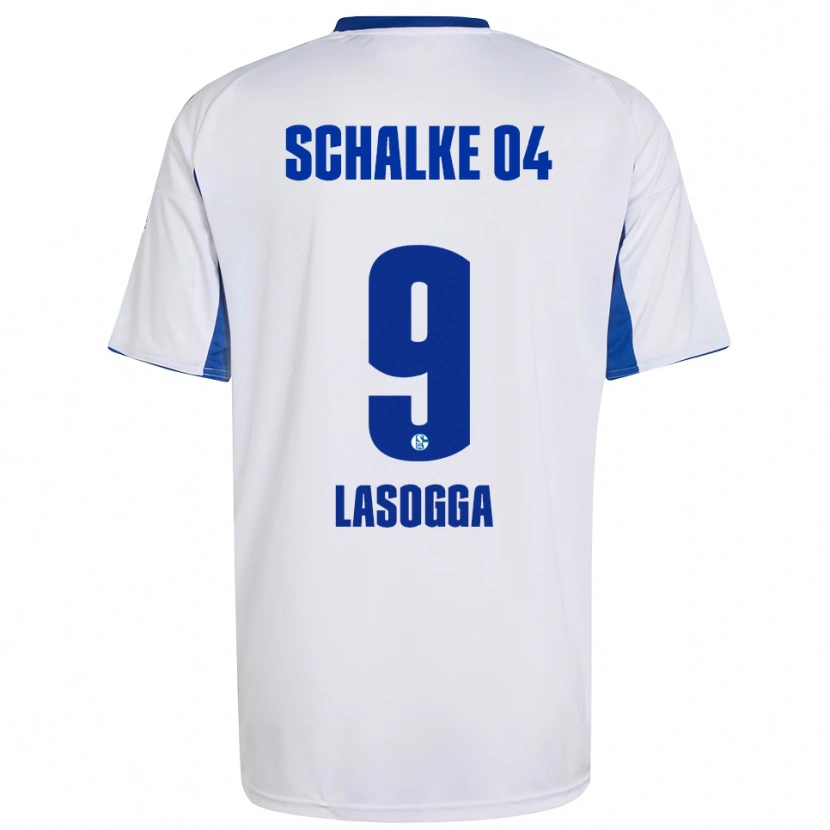 Danxen Enfant Maillot Pierre-Michel Lasogga #9 Blanc Bleu Tenues Extérieur 2025/26 T-Shirt