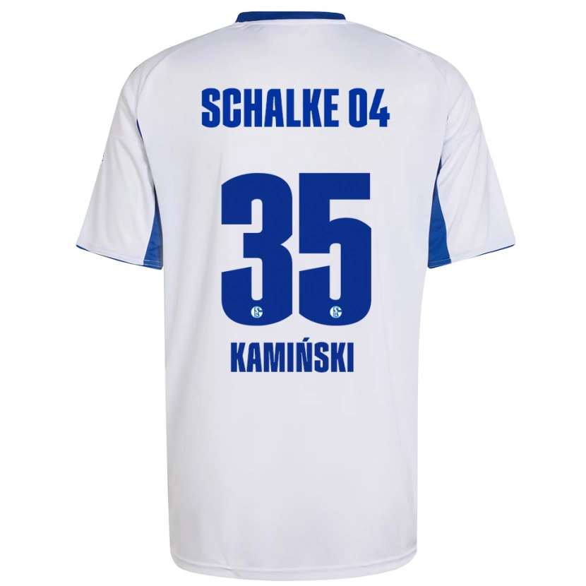 Danxen Enfant Maillot Marcin Kaminski #35 Blanc Bleu Tenues Extérieur 2025/26 T-Shirt