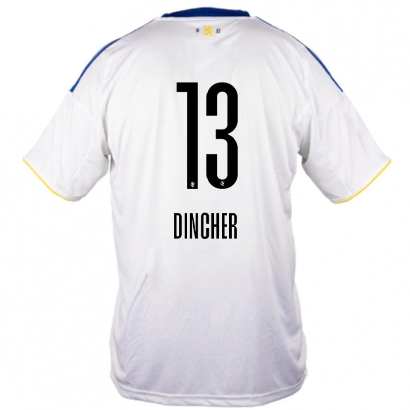 Danxen Enfant Maillot Noah Dincher #13 Blanc Bleu Jaune Tenues Extérieur 2025/26 T-Shirt