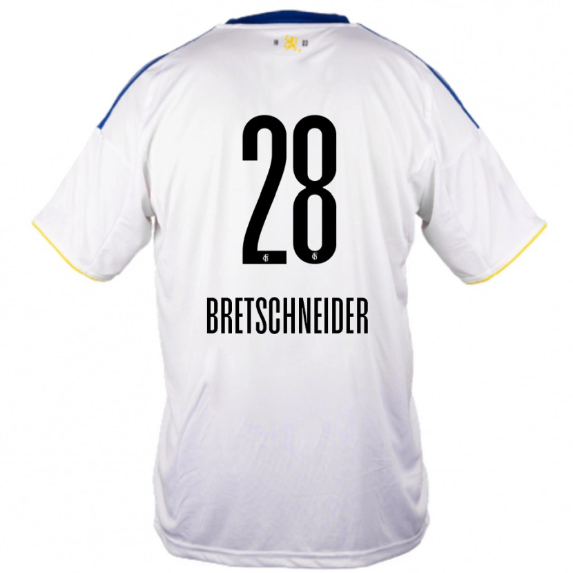 Danxen Enfant Maillot Niko Bretschneider #28 Blanc Bleu Jaune Tenues Extérieur 2025/26 T-Shirt