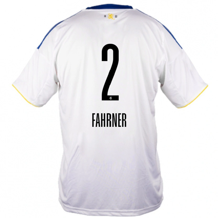 Danxen Enfant Maillot Philip Fahrner #2 Blanc Bleu Jaune Tenues Extérieur 2025/26 T-Shirt