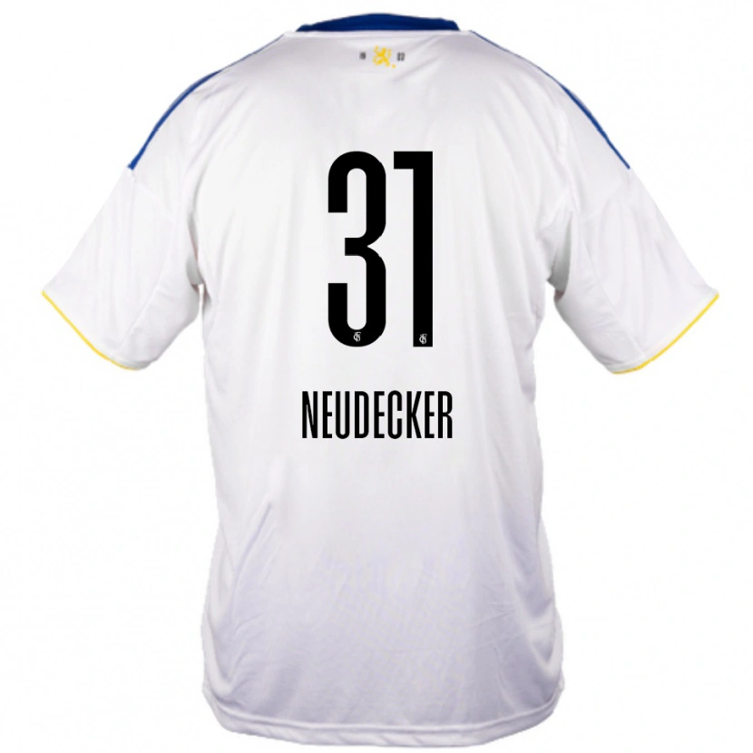 Danxen Enfant Maillot Richard Neudecker #31 Blanc Bleu Jaune Tenues Extérieur 2025/26 T-Shirt