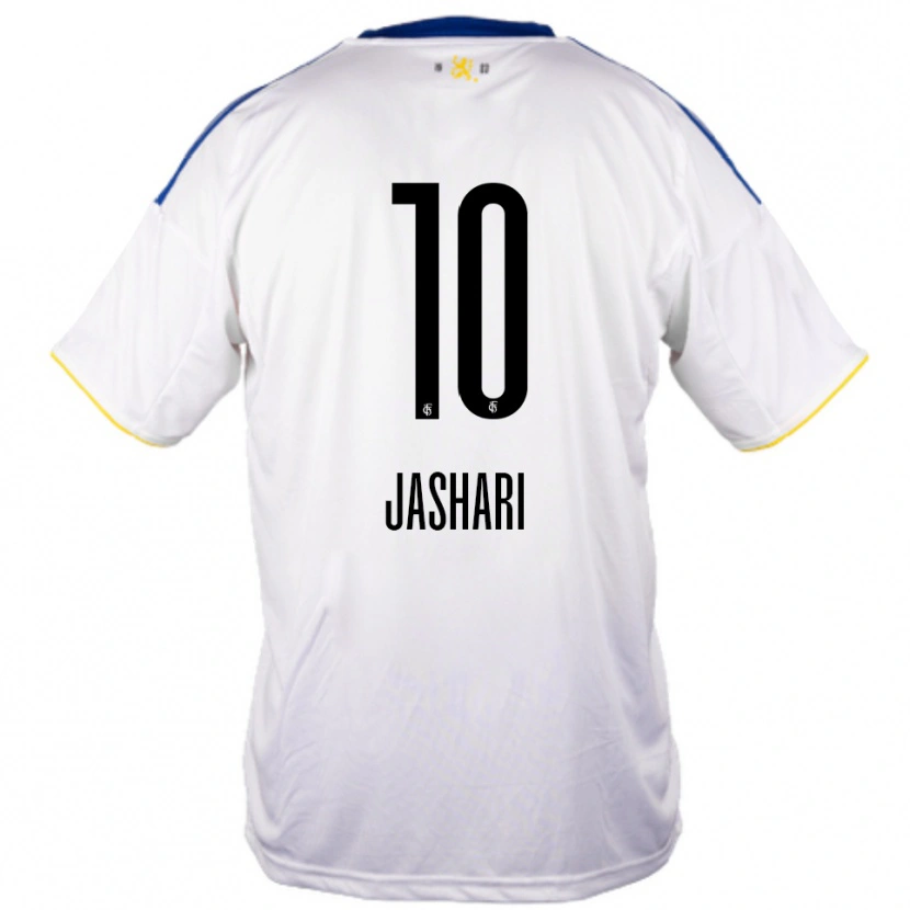 Danxen Enfant Maillot Ram Jashari #10 Blanc Bleu Jaune Tenues Extérieur 2025/26 T-Shirt