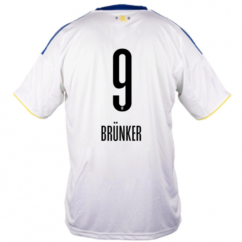 Danxen Enfant Maillot Kai Brünker #9 Blanc Bleu Jaune Tenues Extérieur 2025/26 T-Shirt