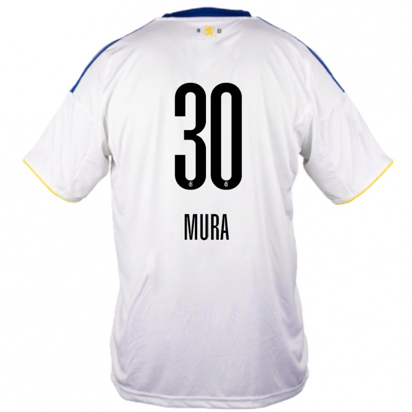 Danxen Enfant Maillot Luca Mura #30 Blanc Bleu Jaune Tenues Extérieur 2025/26 T-Shirt