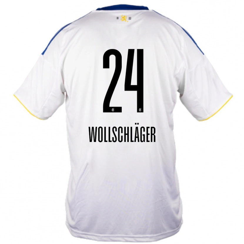 Danxen Enfant Maillot Luca Wollschläger #24 Blanc Bleu Jaune Tenues Extérieur 2025/26 T-Shirt