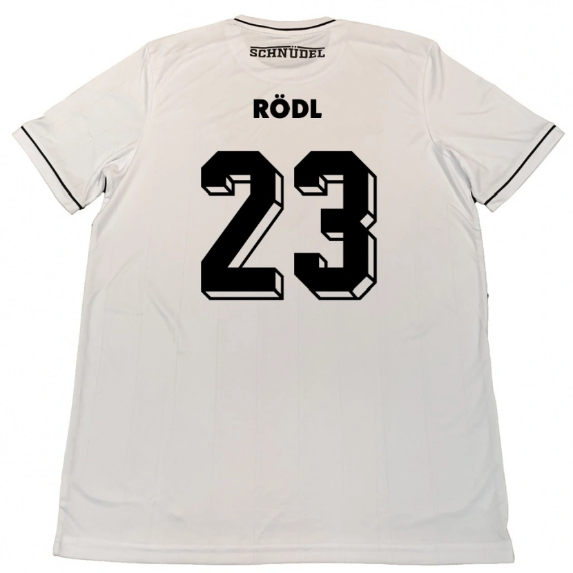 Danxen Enfant Maillot Valentin Rödl #23 Blanc Noir Tenues Extérieur 2025/26 T-Shirt